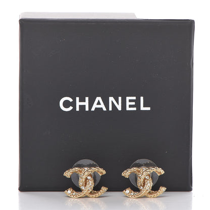 Chanel Crystal Twisted CC Earrings Gold 10 of 10
