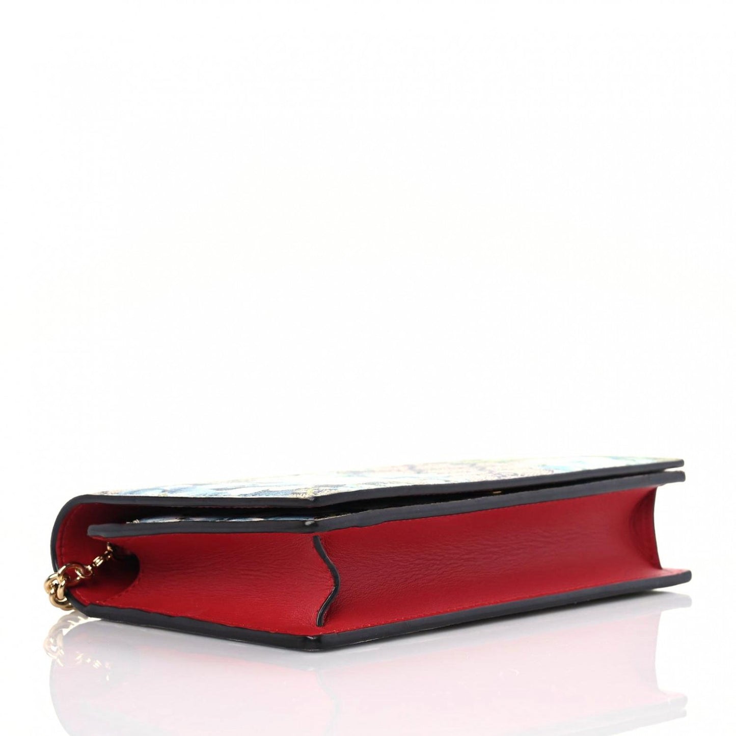GG Supreme Monogram Blooms Chain Wallet Blue