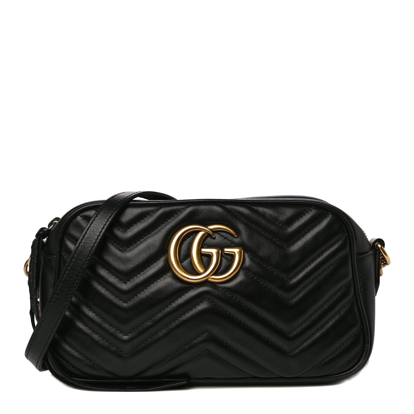 Calfskin Matelasse Small GG Marmont Chain Shoulder Bag Black