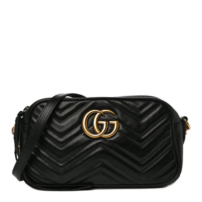 Gucci Calfskin Matelasse Small GG Marmont Chain Shoulder Bag Black 1 of 17