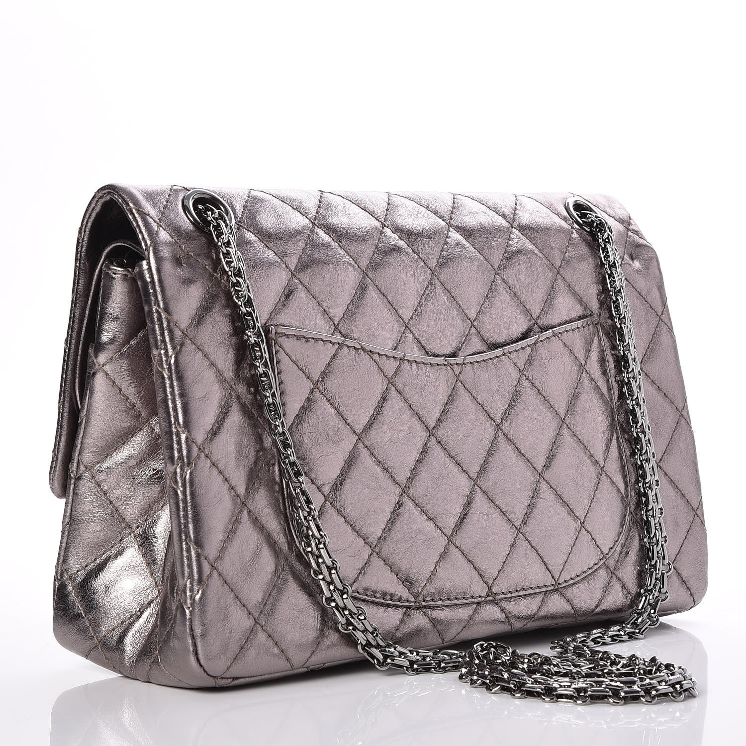 Chanel Metallic Aged Calfskin Quilted 2.55 Reissue 226 Flap Silver 4 of 9