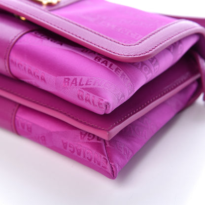Balenciaga Jacquard Nylon Calfskin Shift Wallet On Strap Pink 10 of 12