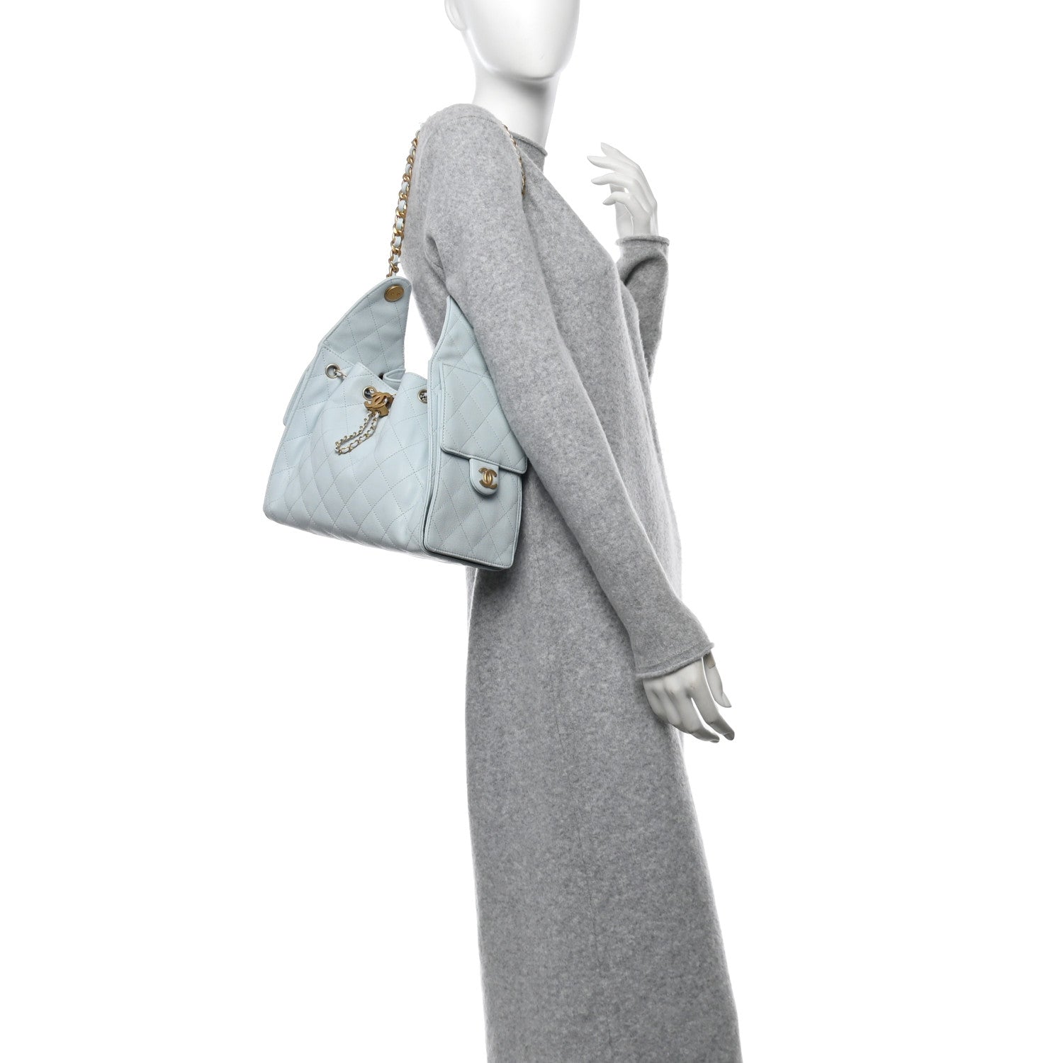 Chanel Caviar Quilted Small Chanel 25 Handbag Light Blue 3 of 11