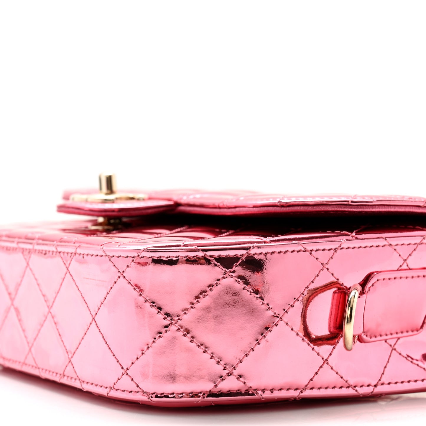 Mirror Calfskin Metallic Calfskin Medium Hollywood Boulevard Flap With Star Coin Purse Pink