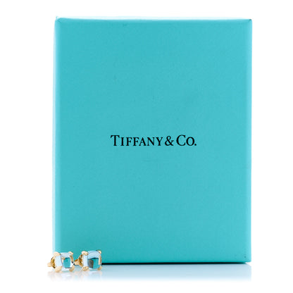 Tiffany 18K Yellow Gold Blue Topaz Paloma Picasso Sugar Stacks Earrings 5 of 5