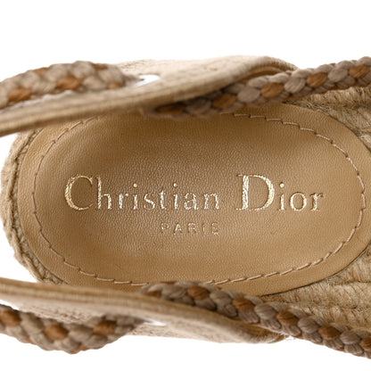 Christian Dior Canvas Embroidered Granville Ankle Tie Espadrille Flat Sandals 40.5 Cream 8 of 12