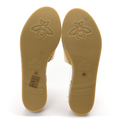 Gucci Canvas Interlocking G Espadrille Slide Sandals 36 Mystic White Mais 6 of 10