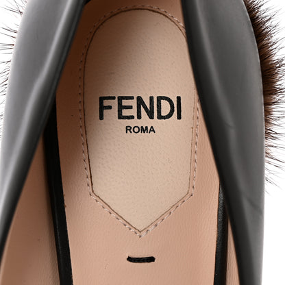 Fendi Calfskin Mink Fur Duo Decollete Pumps 36 Ebano Scan Brown 7 of 9