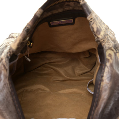 Jimmy Choo Snakeskin Patchwork Medium Saba Hobo Brown 5 of 12