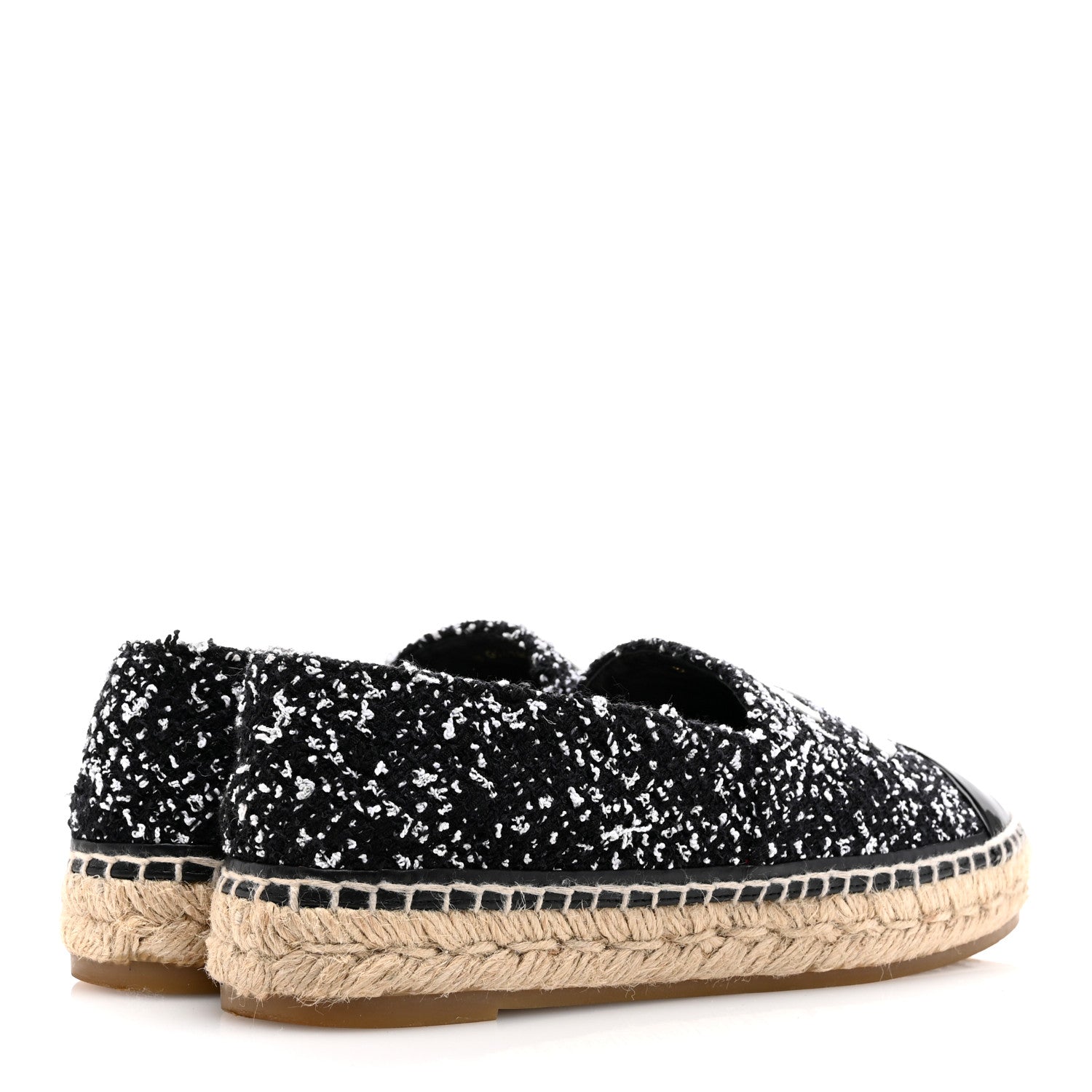 Chanel Tweed Lambskin Patent CC Espadrilles 39 Black White 4 of 10