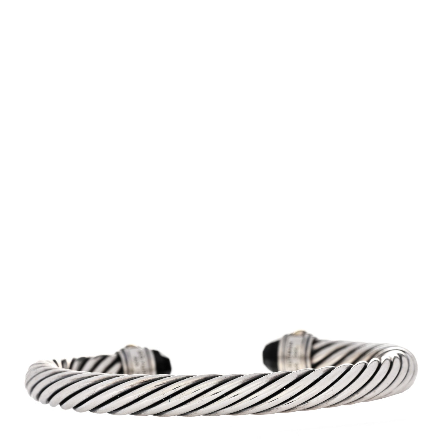 David Yurman Sterling Silver 14K Yellow Gold Black Onyx 7mm Cable Classics Bracelet 2 of 3