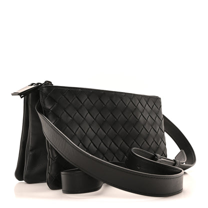 Bottega Veneta Nappa Intrecciato Triple Zip Messenger Bag Black 3 of 10