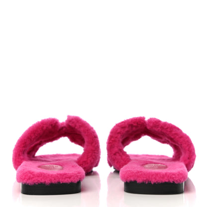 Hermes Woolskin Oran Sandals 37 Rose Fuchsia 2 of 16
