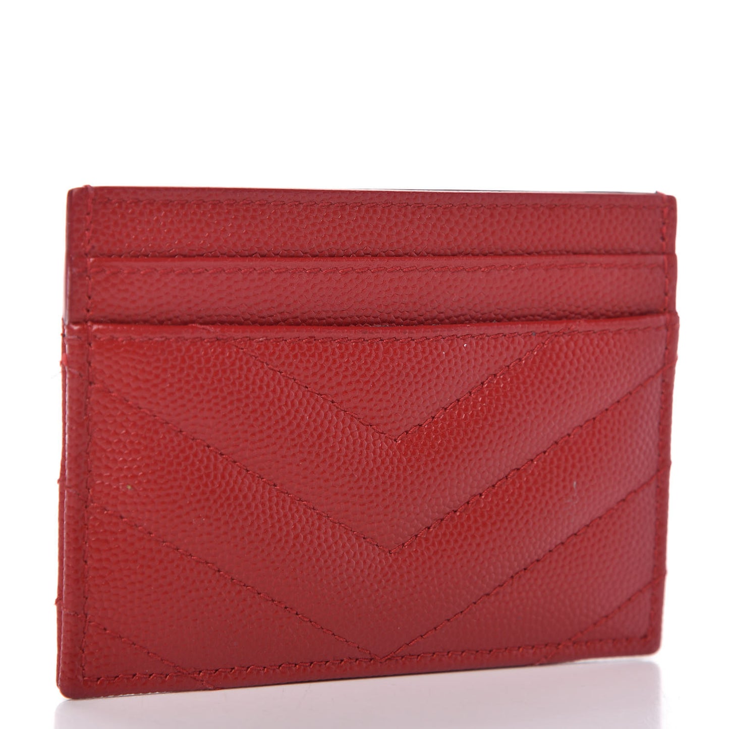 Grain De Poudre Matelasse Chevron Monogram Credit Card Case New Red