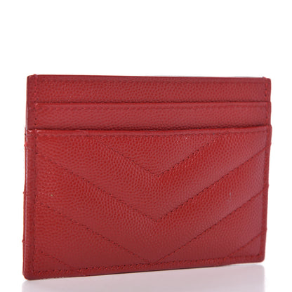 Saint Laurent Grain De Poudre Matelasse Chevron Monogram Credit Card Case New Red 3 of 7