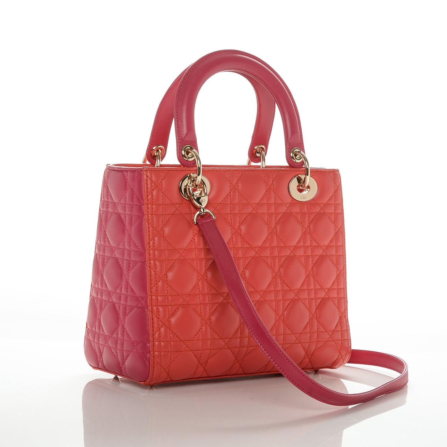 Lambskin Cannage Medium Tri-Color Lady Dior Pink