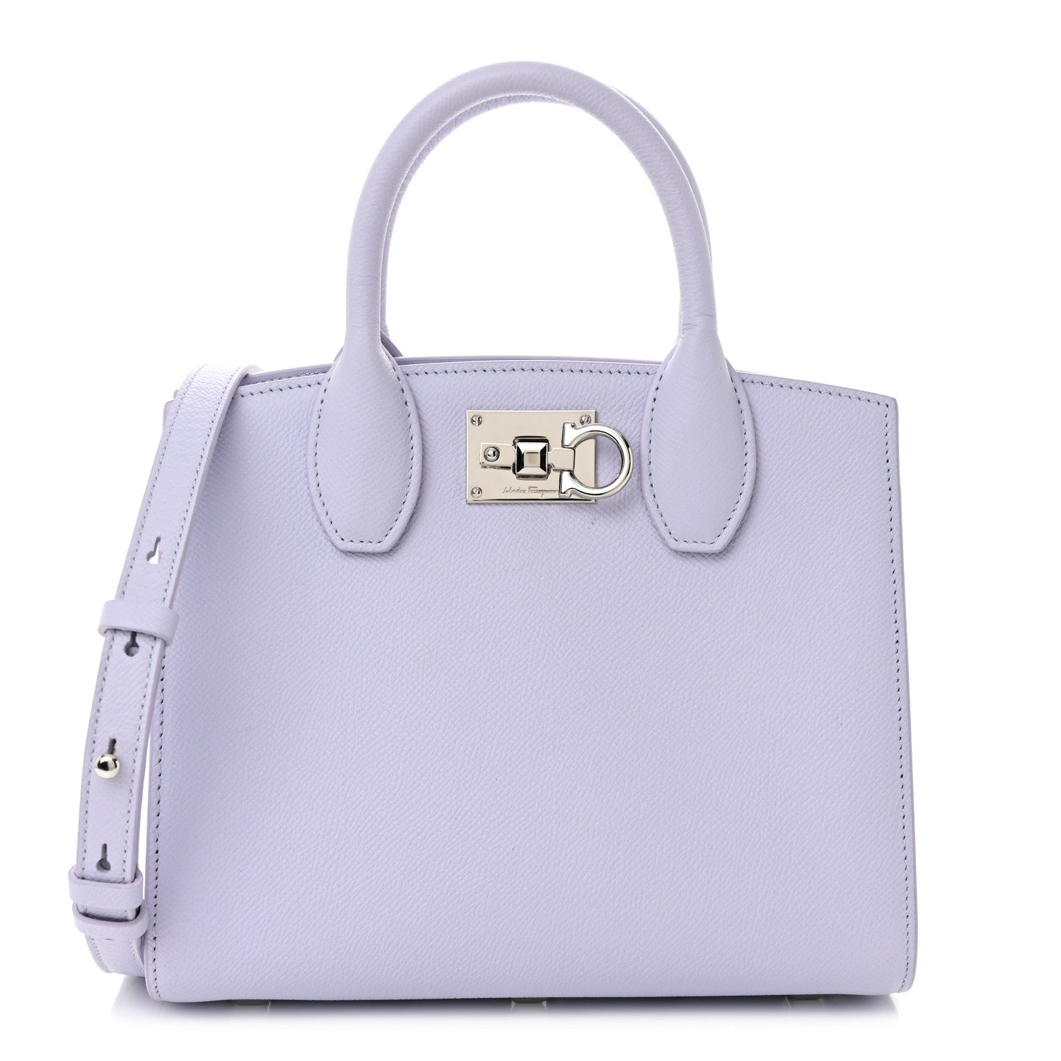 Salvatore Ferragamo Hammered Calfskin Small The Studio Box Bag Lavender 1 of 10