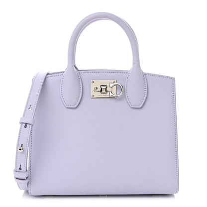 Salvatore Ferragamo Hammered Calfskin Small The Studio Box Bag Lavender 1 of 10