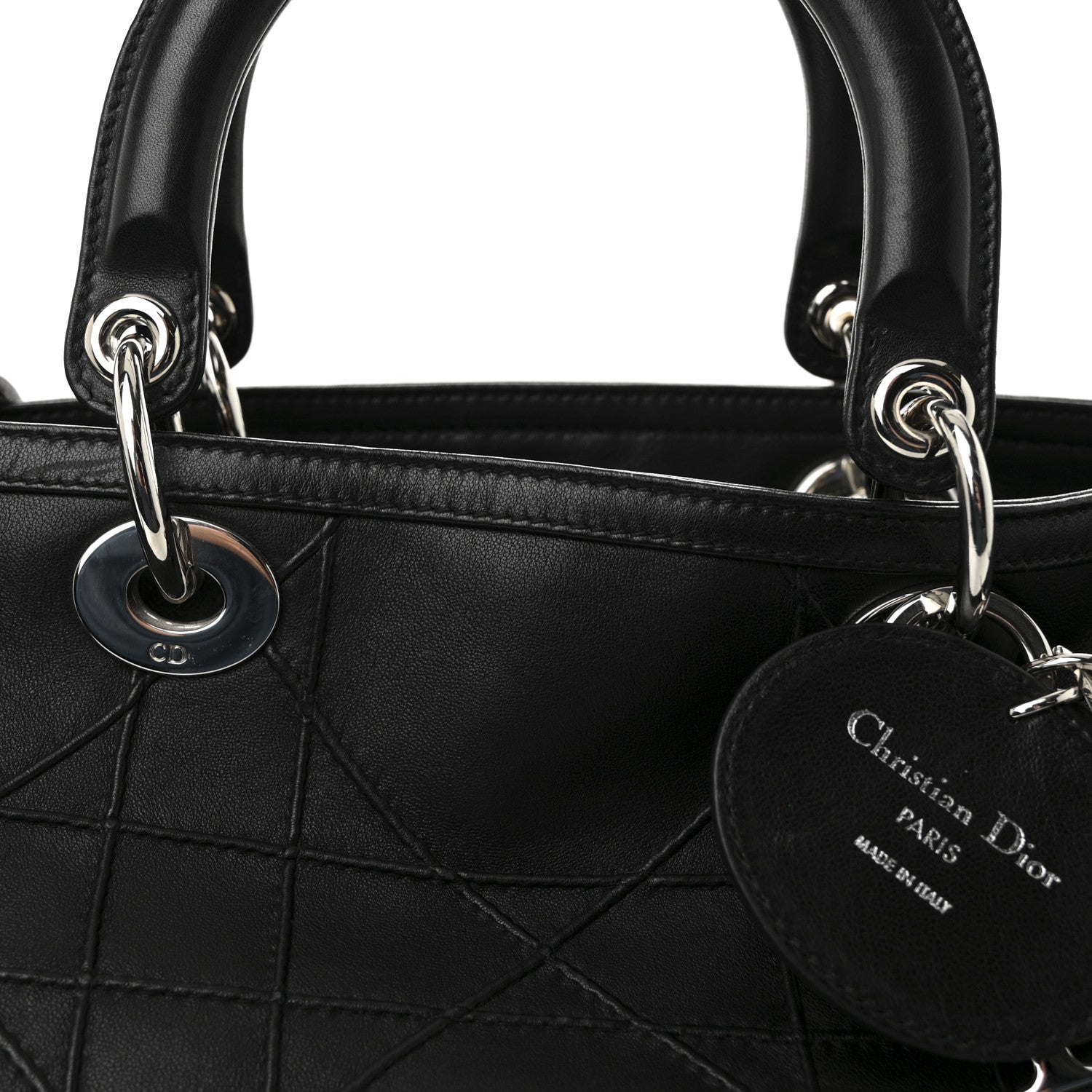 Christian Dior Lambskin Cannage Granville Polochon Black 8 of 10