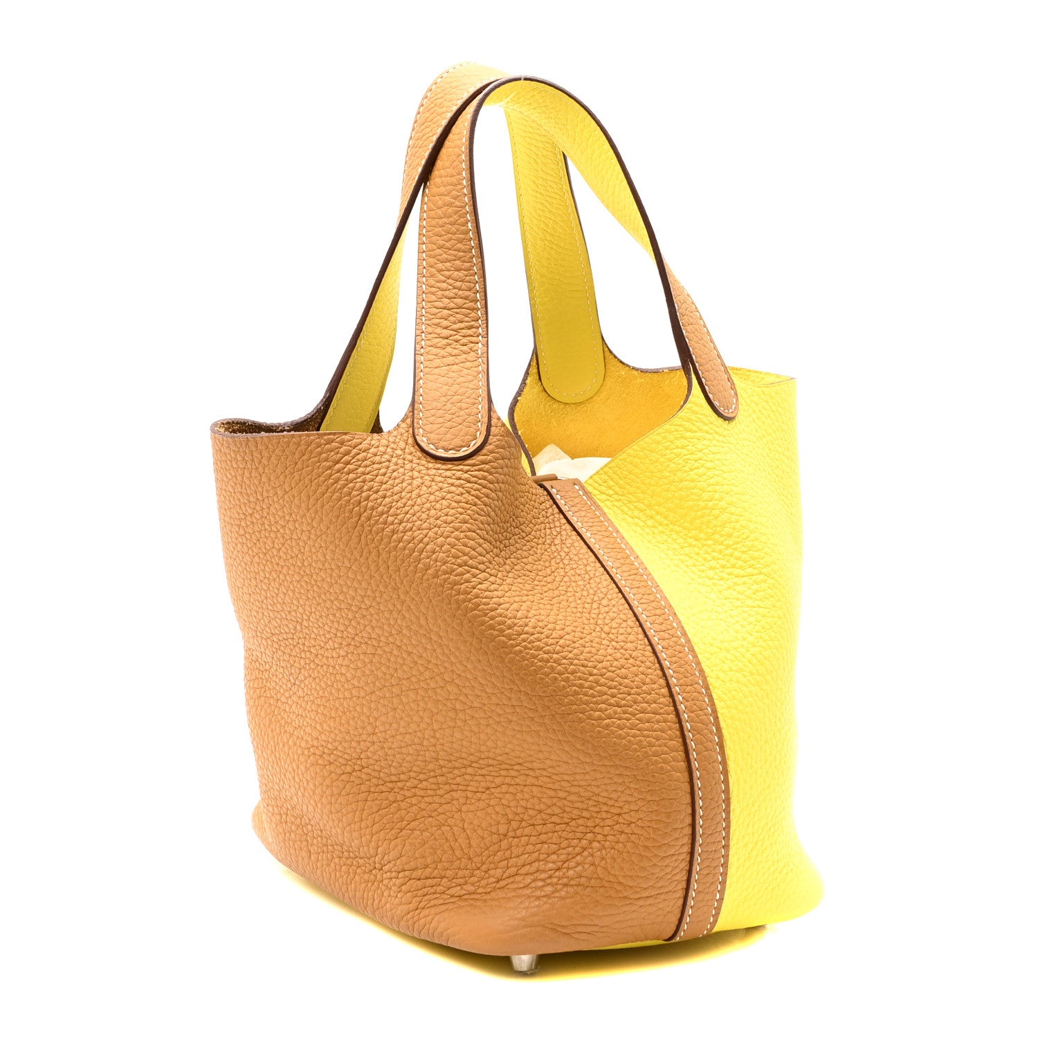 Hermes Taurillon Clemence Casaque Picotin Lock 18 PM Lime Sesame 3 of 9