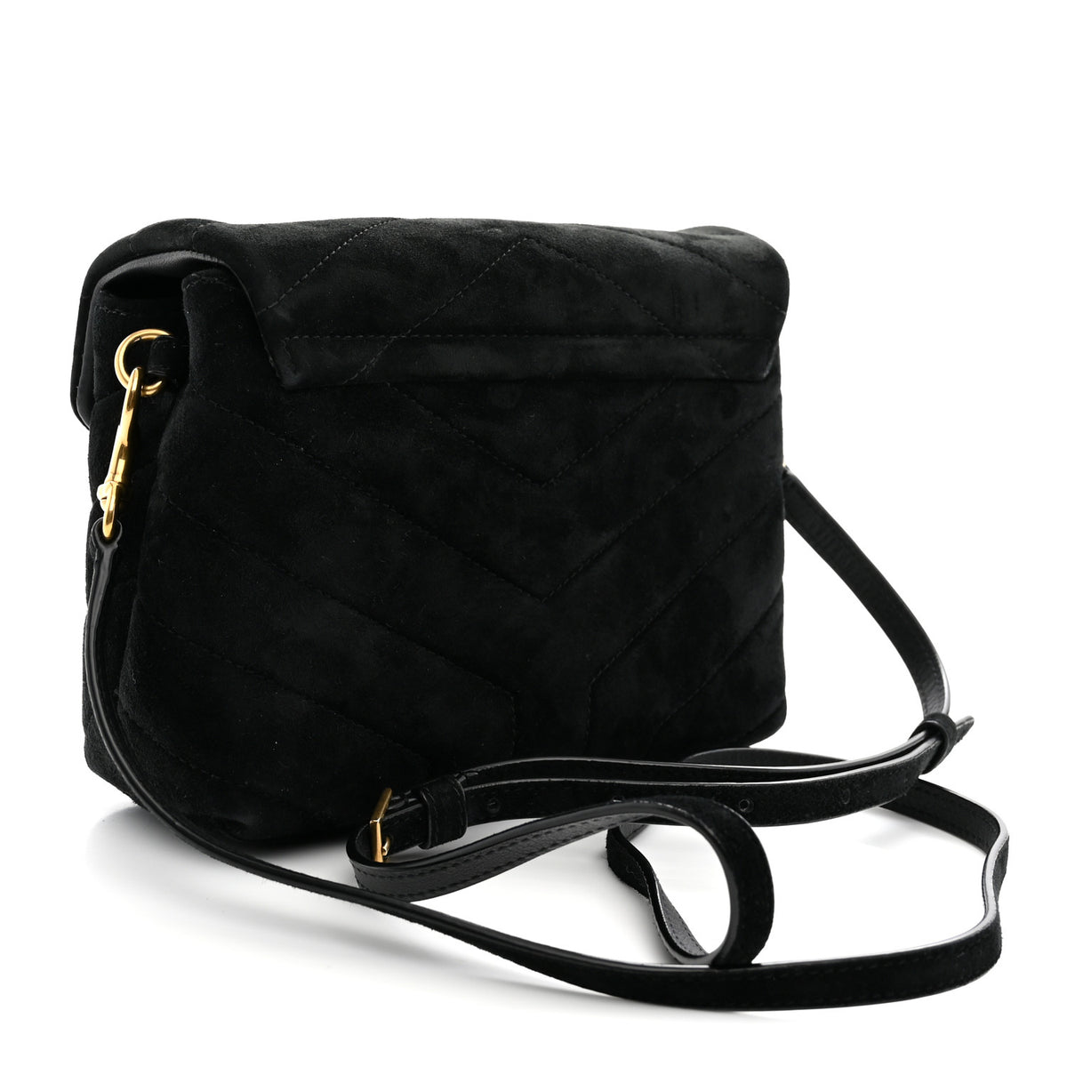 Saint Laurent Suede Y Quilted Monogram Toy Loulou Crossbody Bag Black 3 of 11