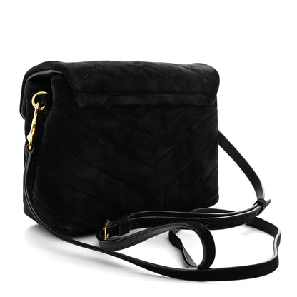 Saint Laurent Suede Y Quilted Monogram Toy Loulou Crossbody Bag Black 3 of 11