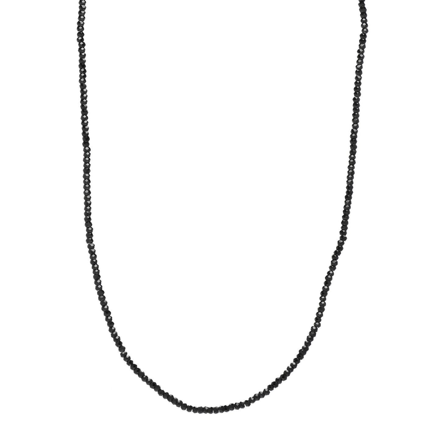 Sterling Silver Black Spinel Ziegfeld Bead Necklace