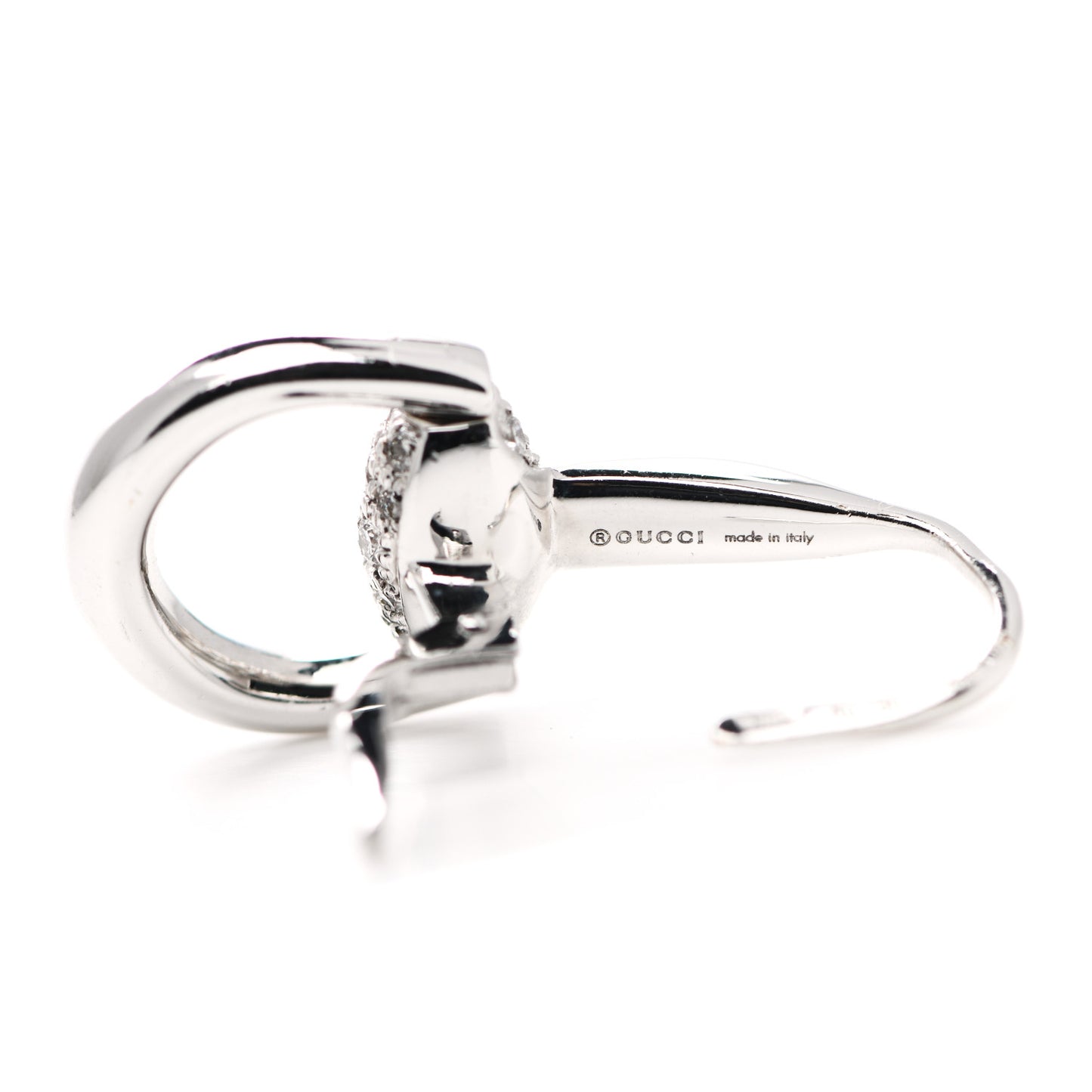 18K White Gold Diamond Horsebit Drop Earrings