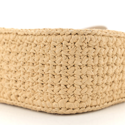 Prada Yarn Raffia Effect Crochet Striped Re-Edition 2005 Shoulder Bag Naturale Petalo 10 of 11