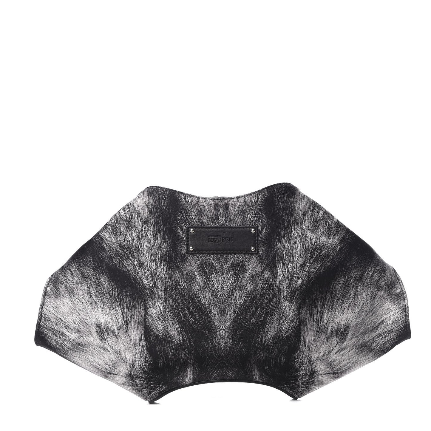 Silk Fur Print De Manta Clutch Black Grey