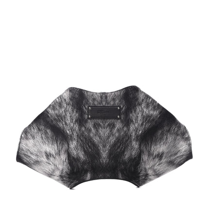 Alexander McQueen Silk Fur Print De Manta Clutch Black Grey 1 of 11