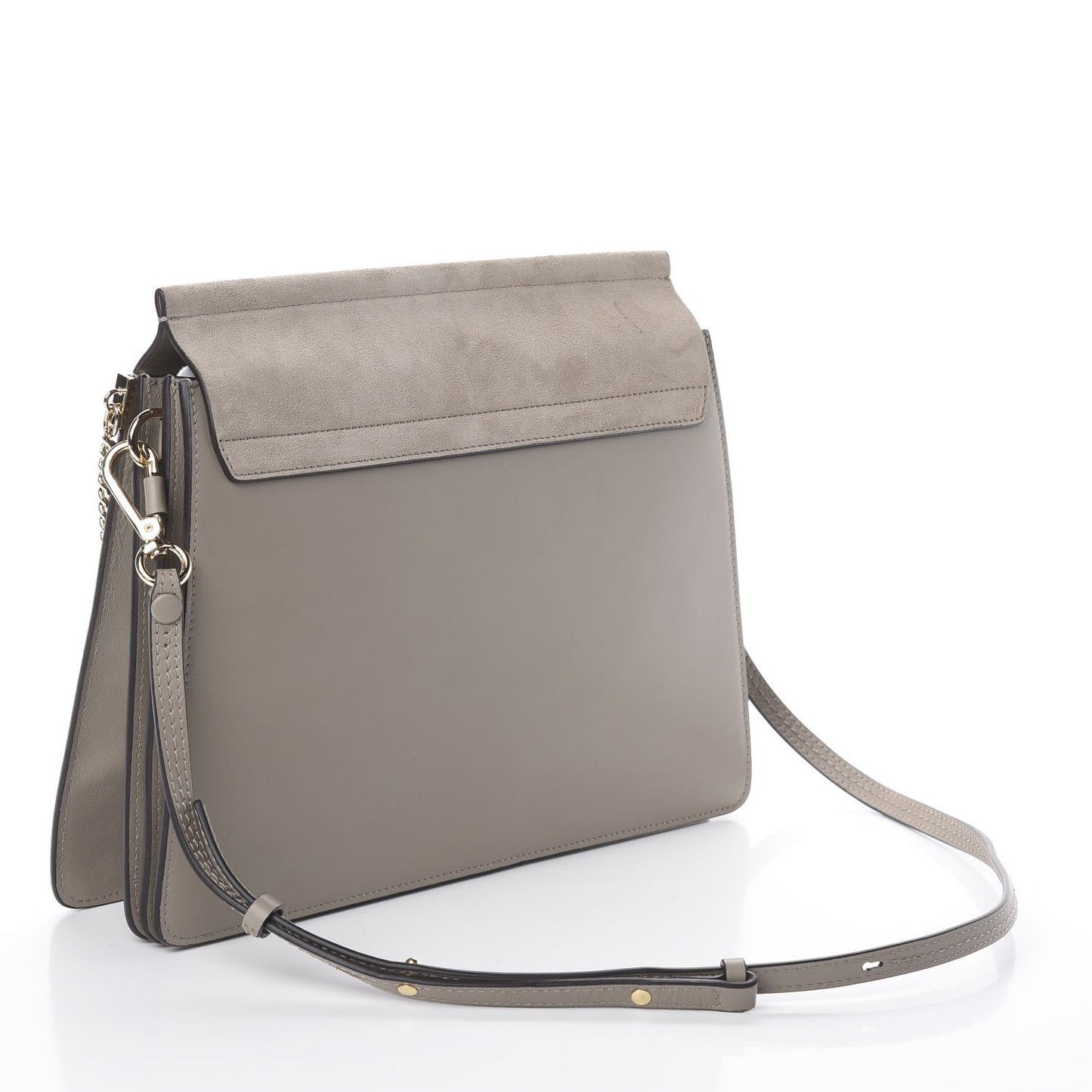 Calfskin Suede Medium Faye Shoulder Bag Motty Grey