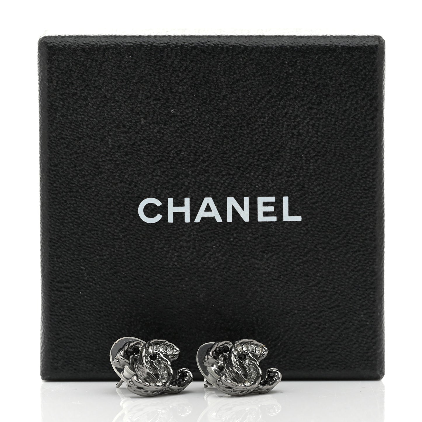 Ruthenium Crystal CC Earrings Black