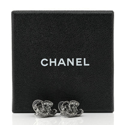 Chanel Ruthenium Crystal CC Earrings Black 5 of 5