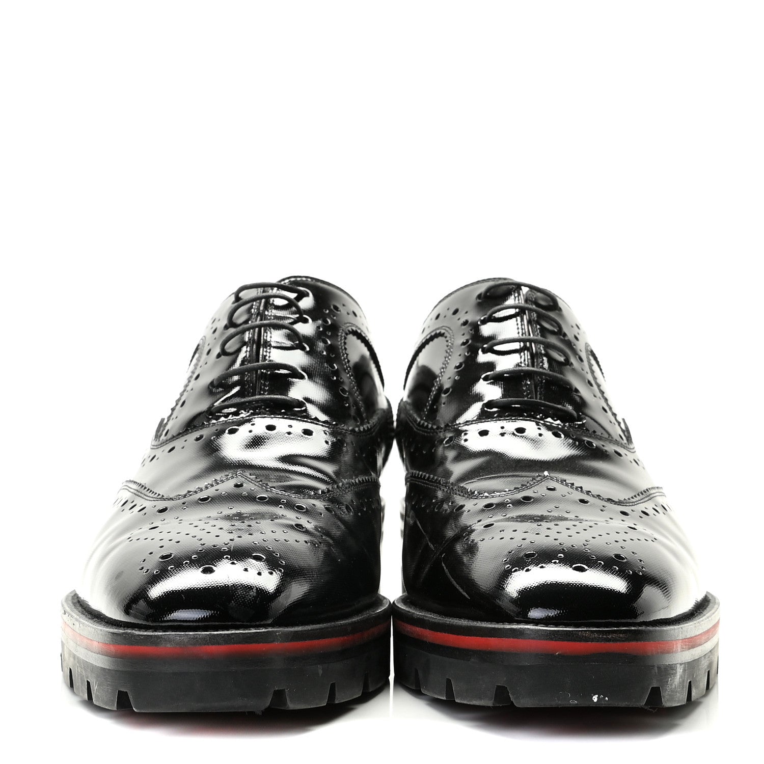 Christian Louboutin Patent Calfskin Laurlaf Brogue Derby Shoes 40.5 Black 2 of 9