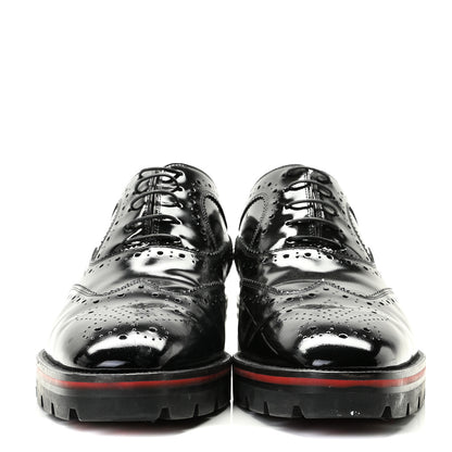 Christian Louboutin Patent Calfskin Laurlaf Brogue Derby Shoes 40.5 Black 2 of 9