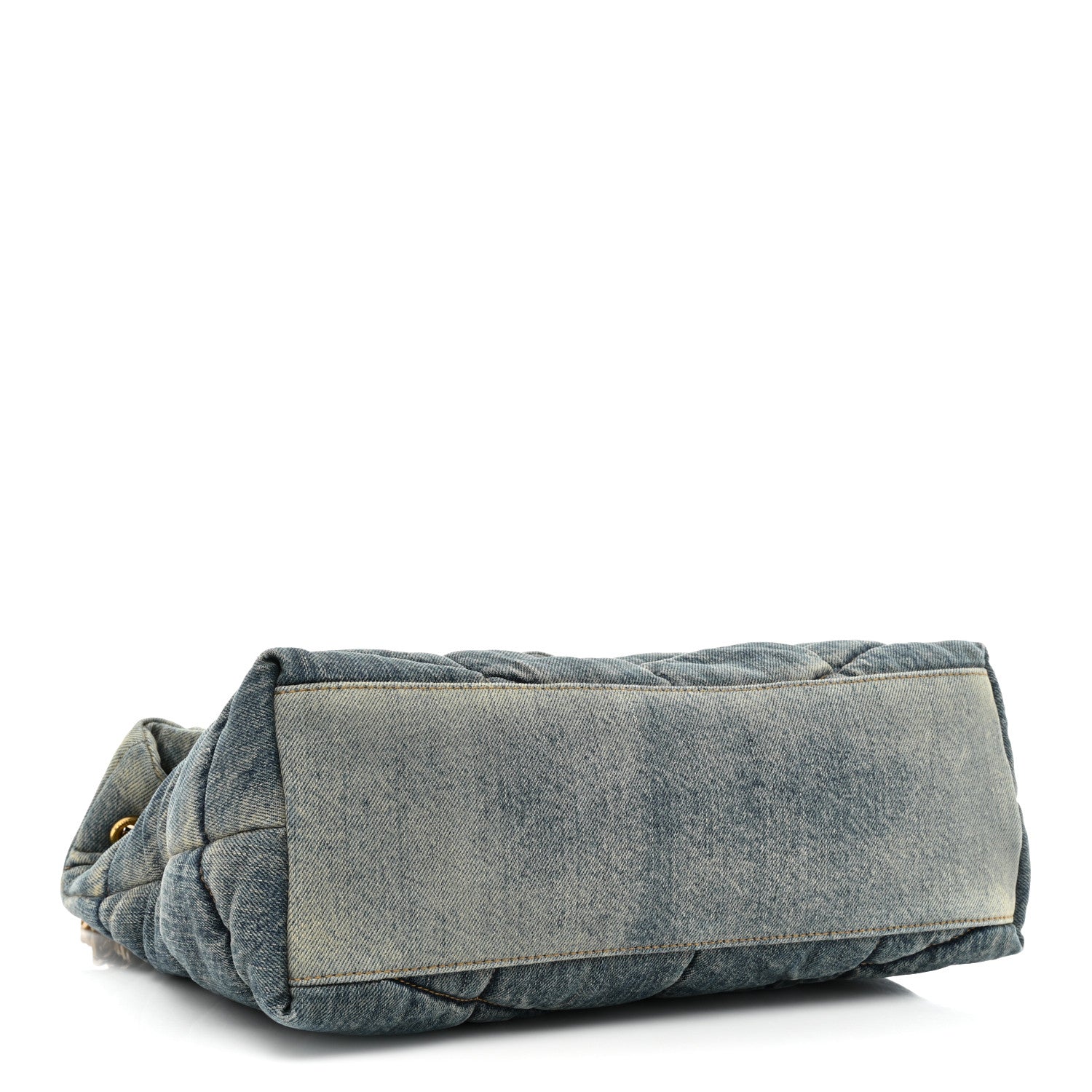 Saint Laurent Denim Quilted Medium Loulou Puffer Monogram Chain Satchel Blue Black 4 of 14