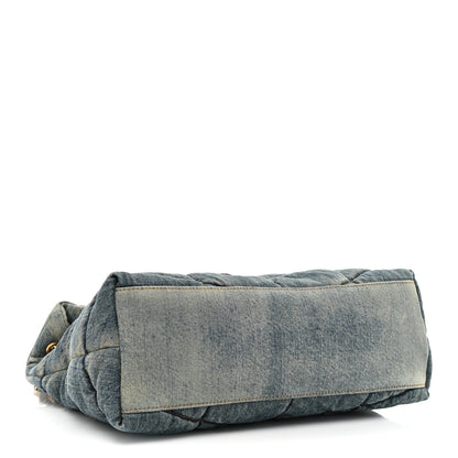 Saint Laurent Denim Quilted Medium Loulou Puffer Monogram Chain Satchel Blue Black 4 of 14
