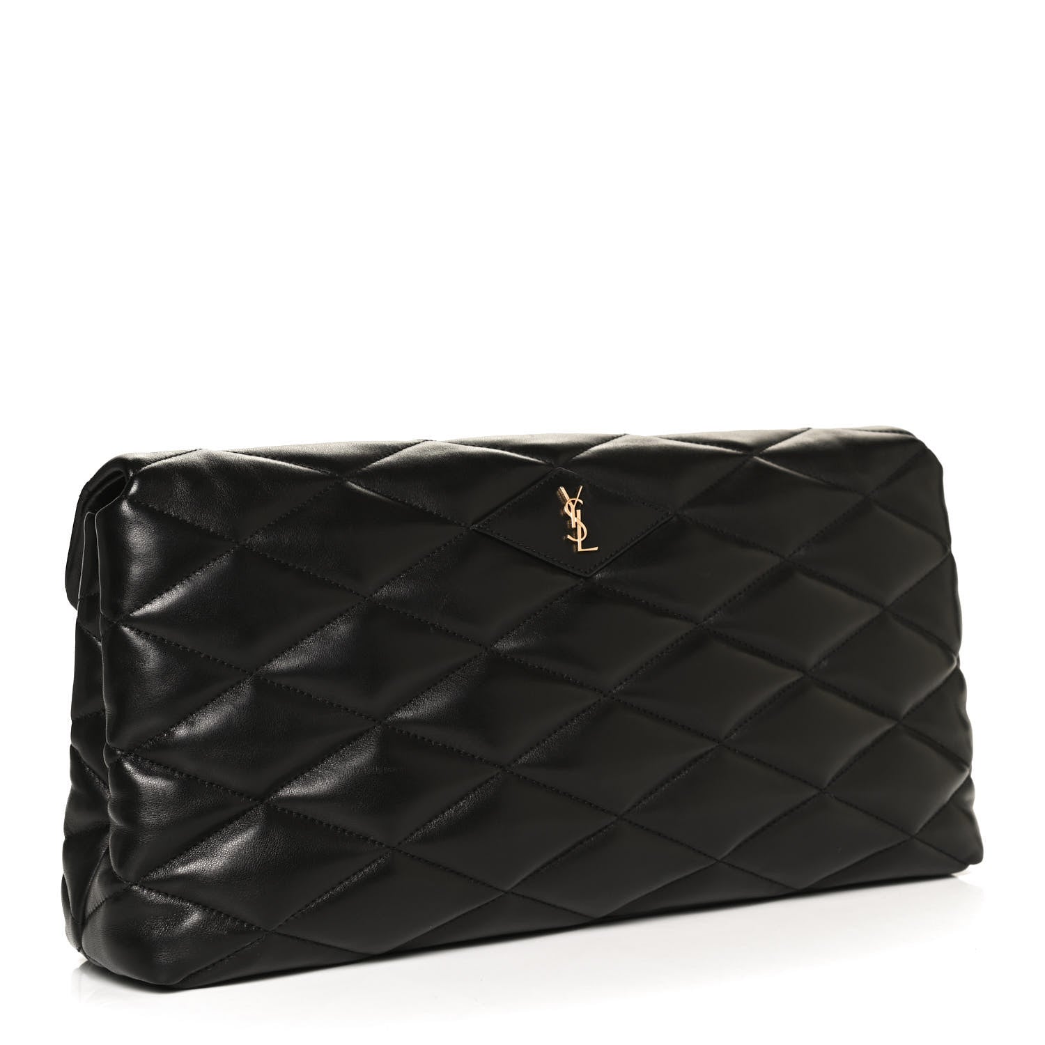 Saint Laurent Lambskin Quilted Sade Puffer Envelope Clutch Black 3 of 11