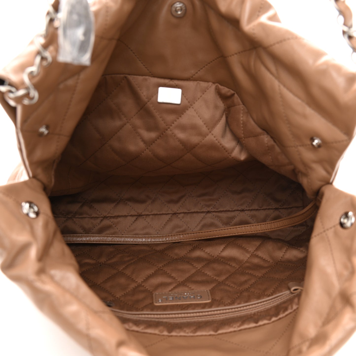 Shiny Calfskin Quilted Small Chanel 22 Beige
