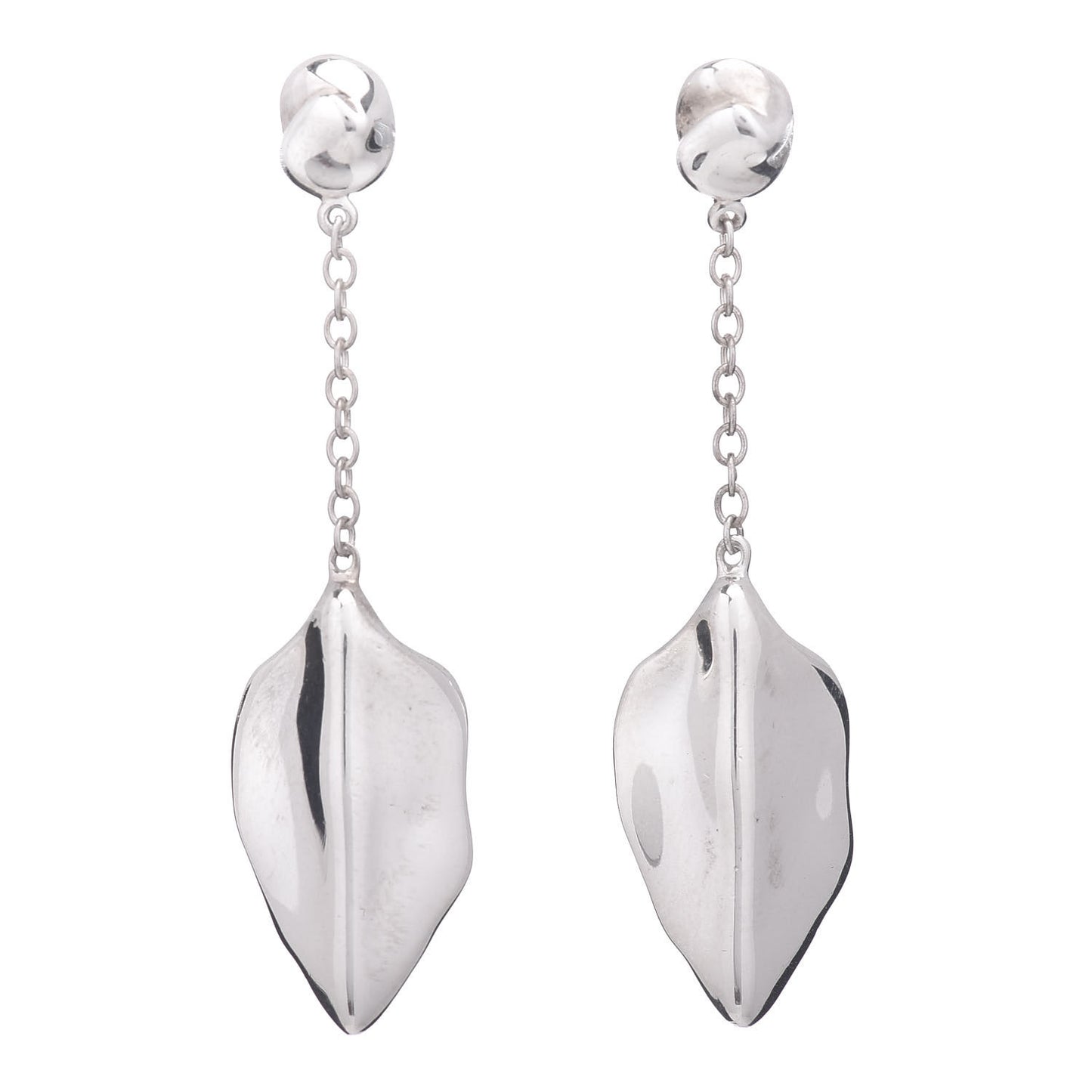 Sterling Silver Elsa Peretti Nature Leaf Drop Earrings