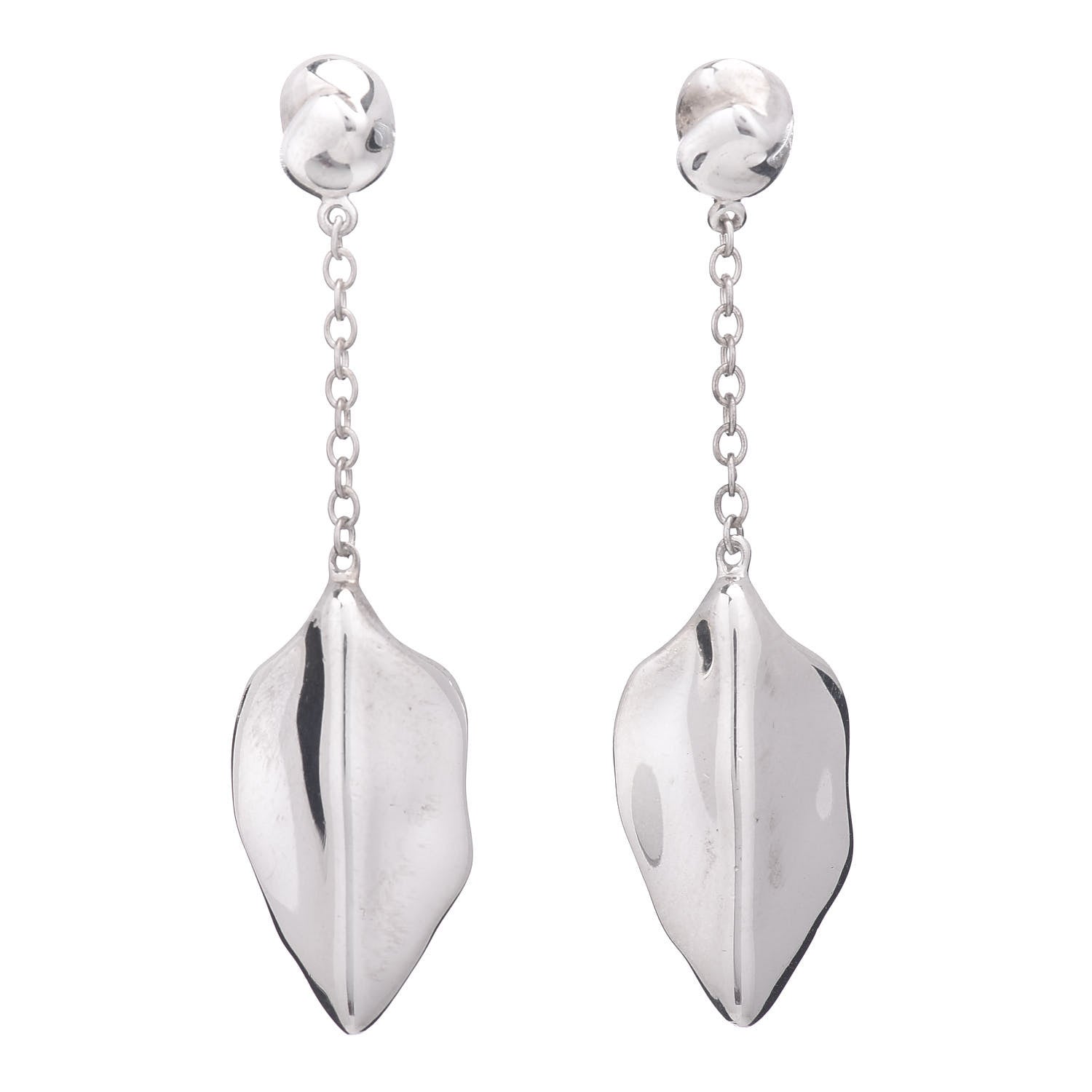 Tiffany Sterling Silver Elsa Peretti Nature Leaf Drop Earrings 1 of 4