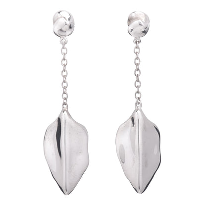Tiffany Sterling Silver Elsa Peretti Nature Leaf Drop Earrings 1 of 4