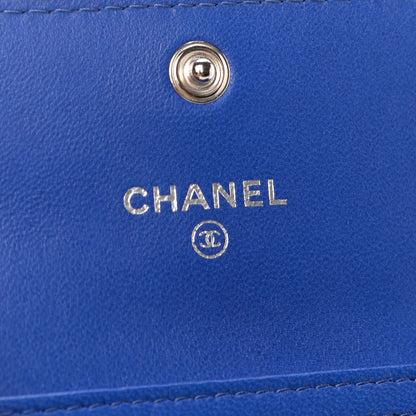 Chanel Lambskin Quilted Flap Card Holder On Chain Blue 6 of 9