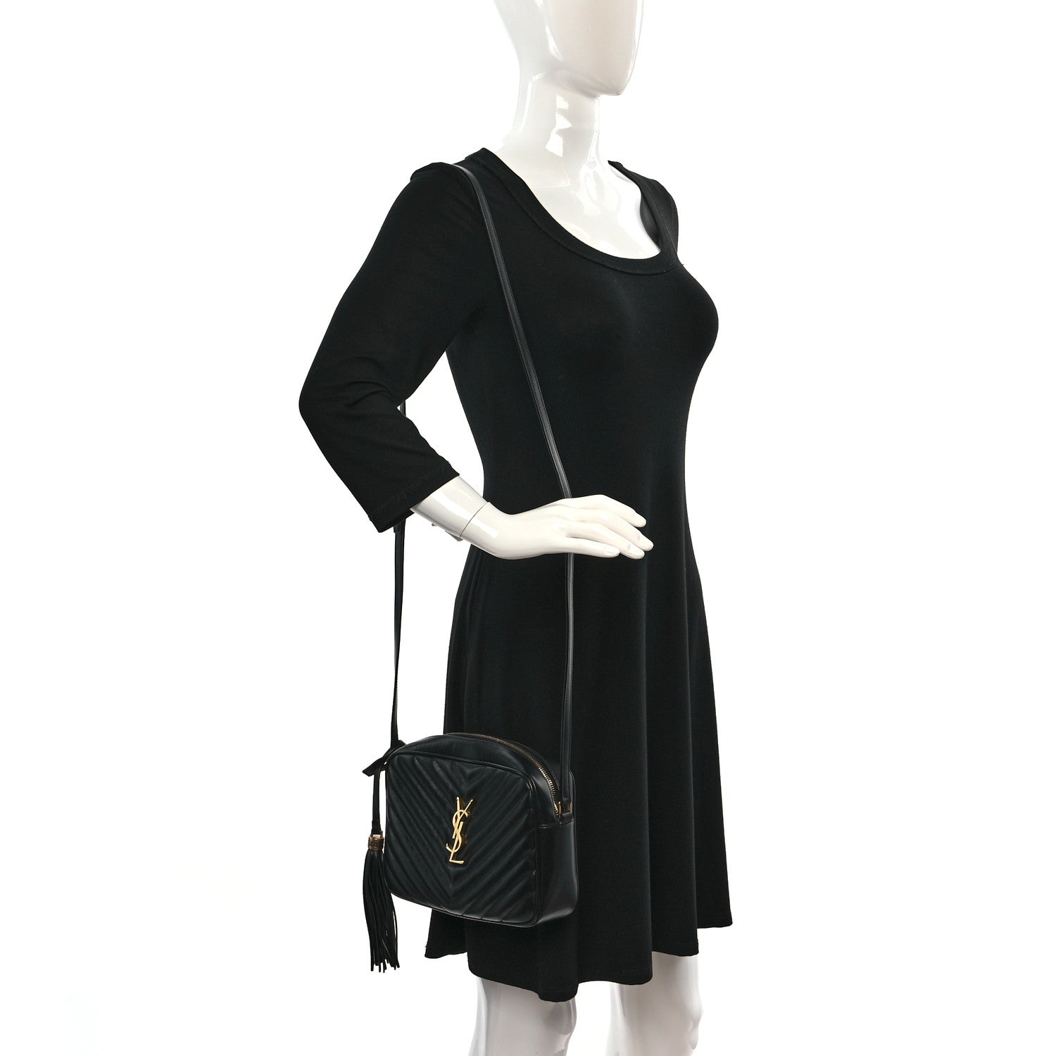 Saint Laurent Calfskin Matelasse Monogram Lou Camera Bag Black 2 of 9