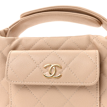 Chanel Caviar Quilted Polly Pocket Pouch Hobo Beige 8 of 10