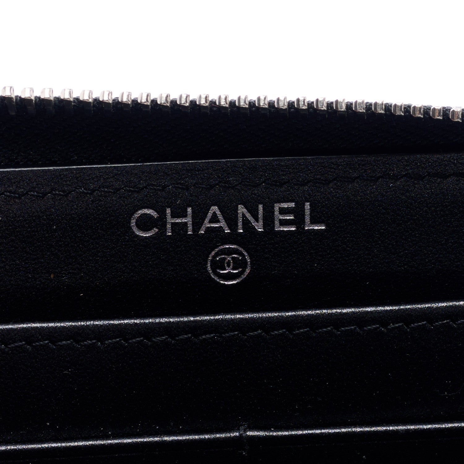 Chanel Caviar Sheepskin Chevron Quilted Mademoiselle Vintage Zip Around Wallet Black 6 of 7