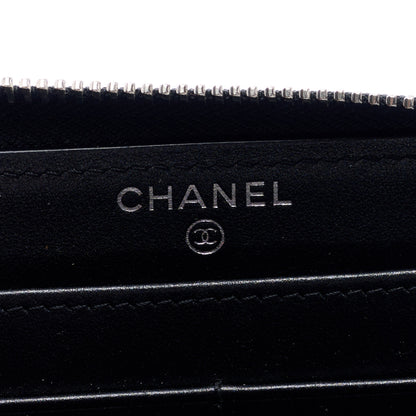 Chanel Caviar Sheepskin Chevron Quilted Mademoiselle Vintage Zip Around Wallet Black 6 of 7