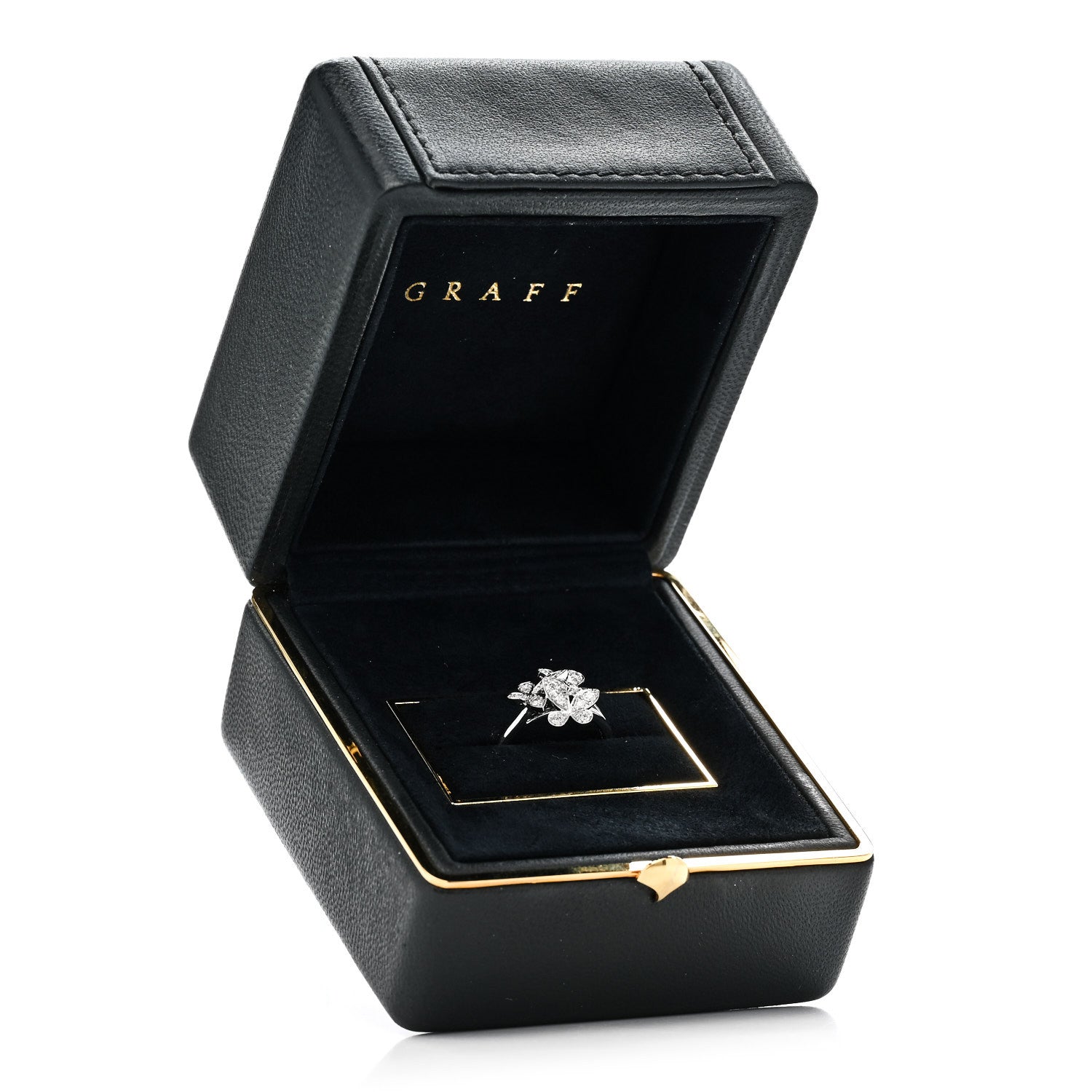 Graff 18K White Gold Diamond Mini Triple Butterfly Pave Ring 52 6 7 of 7