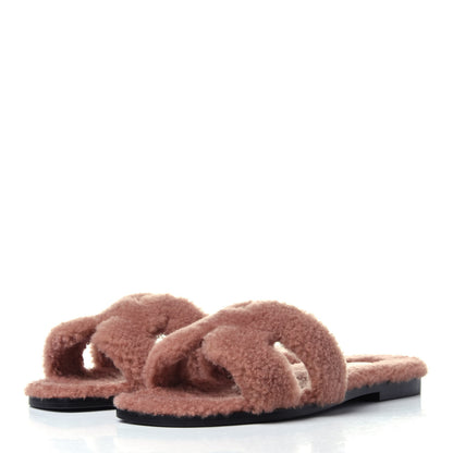 Hermes Woolskin Oran Sandals 37 Rose Aube 3 of 9